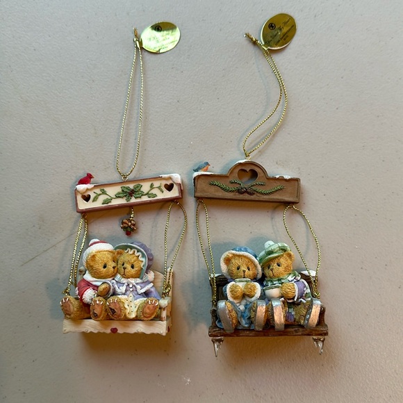 Cherished Teddies 1999 Swinging Bear Ornaments set of 2 - Picture 1 of 3